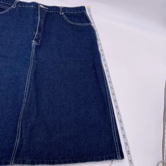Vintage 1980s Gitano Women's Dark Wash Denim Midi Jean Skirt Split Back Hem - Picture 10 of 10